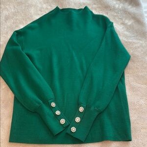 Emerald Green Sweater with Decorative Buttons